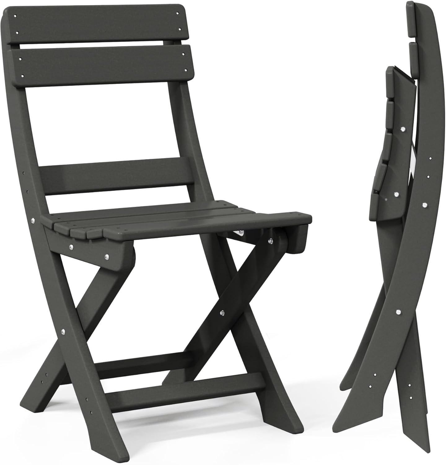 Costaelm Outdoor Patio Modern Folding Dining Chair, HDPE Armless Poly Lumber Plastic Outdoor Chairs Restaurant Bistro Dining Table Chair for Outside Porch Backyard Garden, Gray