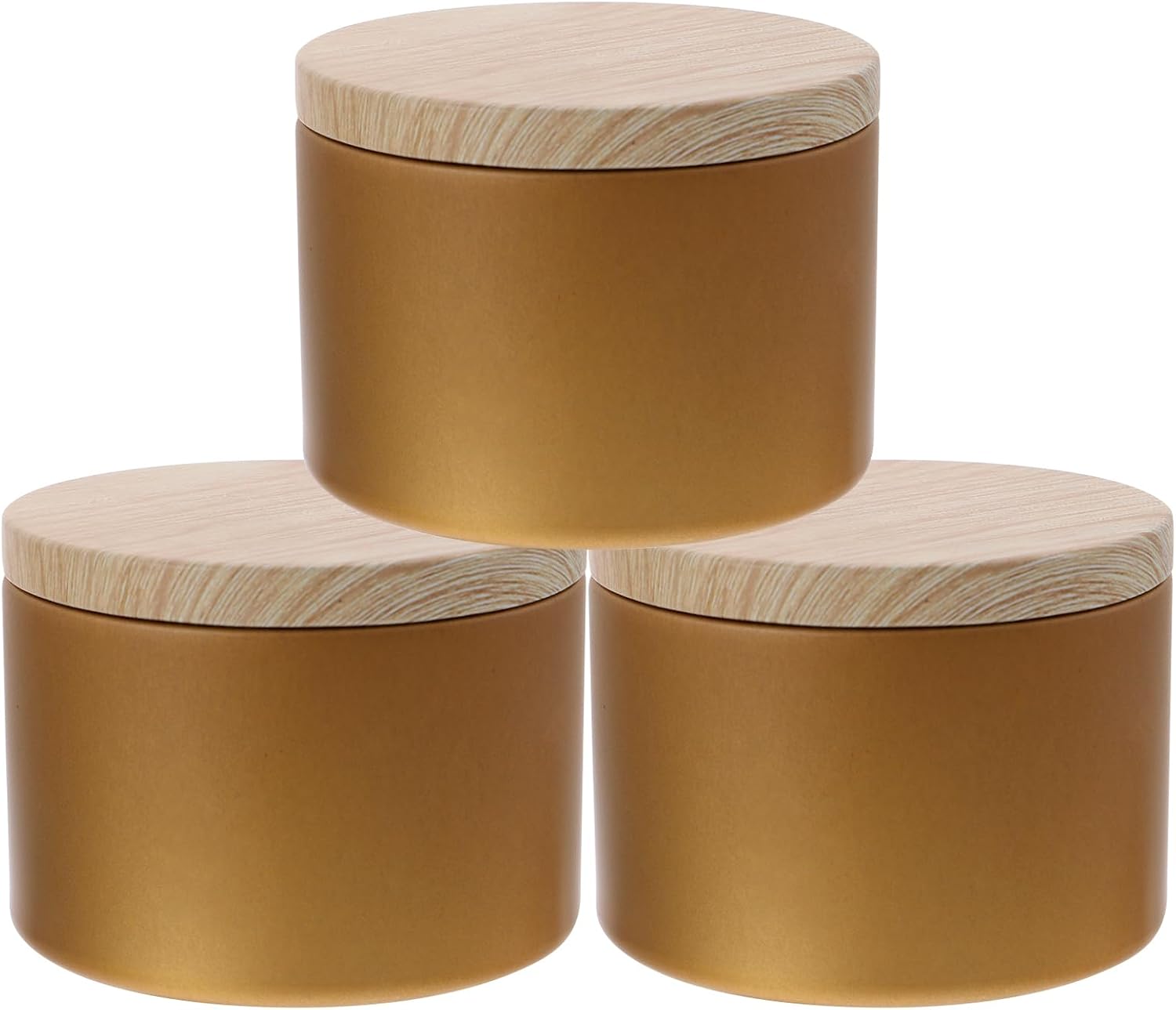 EXCEART Iron Candle Tins with Lids 3Pcs Reusable Candle Jars Tea Tin Cans Storage Bowls Black stick Holders Spa Holders Sconce Making Tinplates
