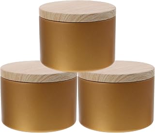 EXCEART Iron Candle Tins with Lids 3Pcs Reusable Candle Jars Tea Tin Cans Storage Bowls Black stick Holders Spa Holders Sconce Making Tinplates