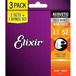 Elixir Nanoweb 80/20 Acoustic Strings 11-52 16538-3 pack - Les Beatles, Paul McCartney, John Lennon, RIngo Starr, George Harrison Elixir Nanoweb 80/20 Acoustic Strings 11-52 16538-3 pack – Image 2