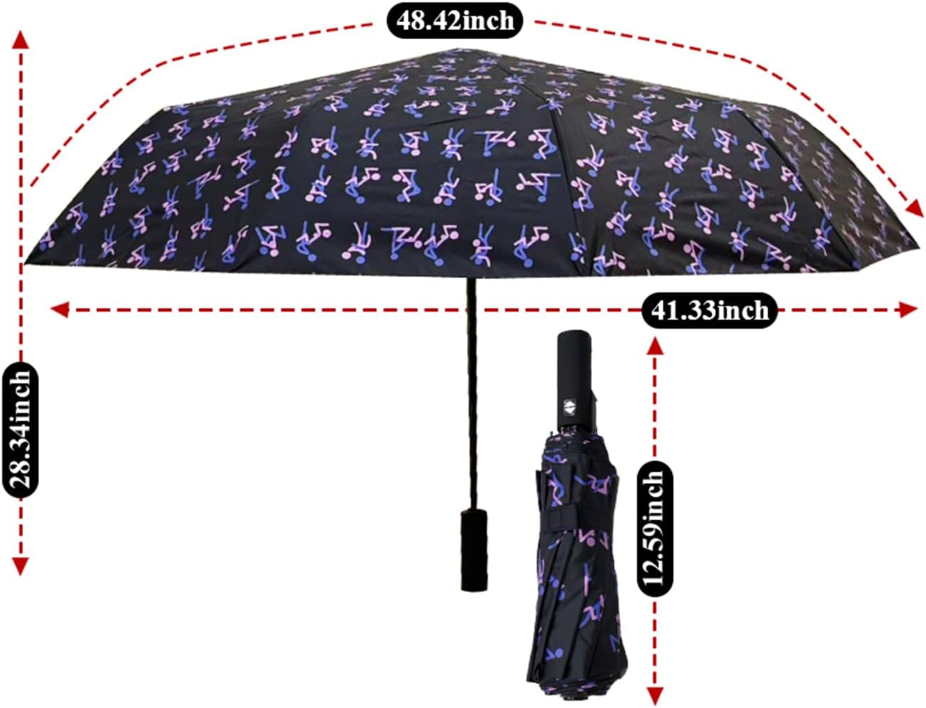 Windproof Travel Automatic Umbrella, 10 Ribs, Rainproof Foldable, Uv-Resistant, Portable