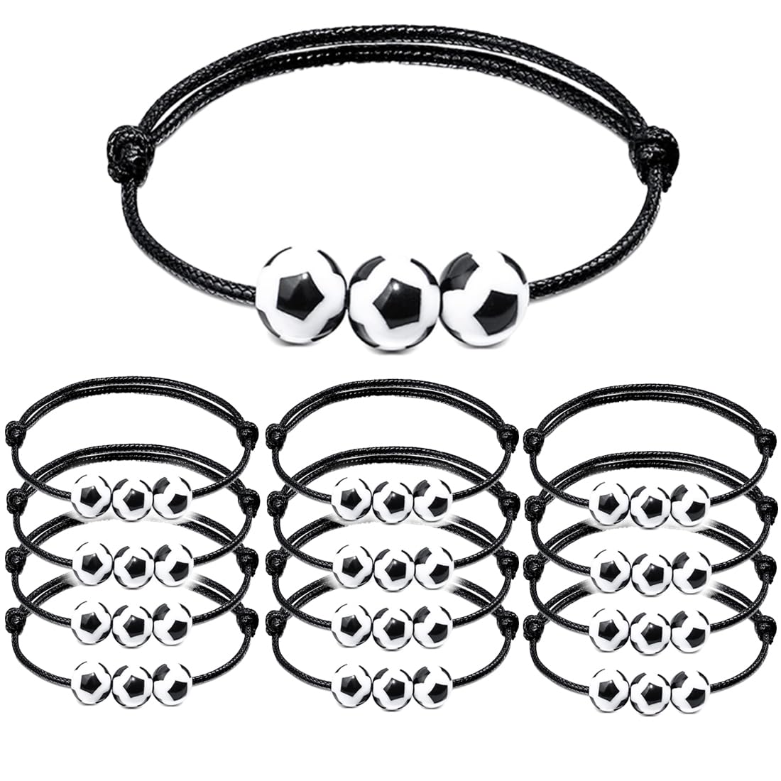 12 Pezzi Bracciale Calcio, Braccialetti Sportivi da Calcio Intrecciati, Bomboniere Sportive, Braccialetti dell'Amicizia Intrecciati Regolabili, per Compleanni Sportivi per Bambini