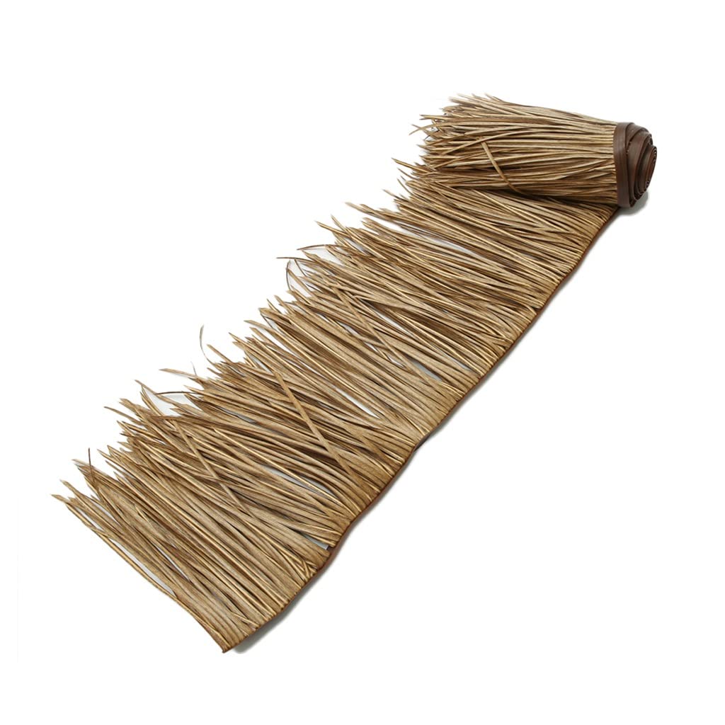 Chaume artificiel jaune 0,5x7m en rouleau de paille plastique robuste pour abri de jardin
