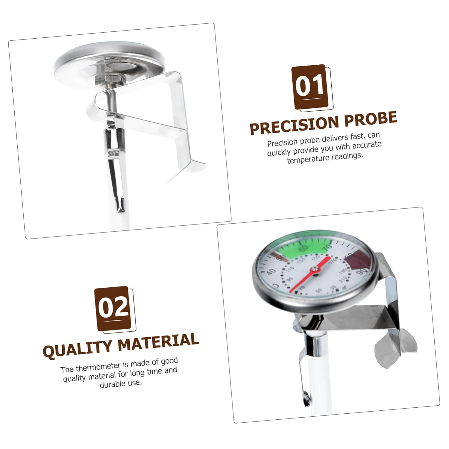 Kitchen Food Thermometer with Probe Clip Stainless Steel 0-100c