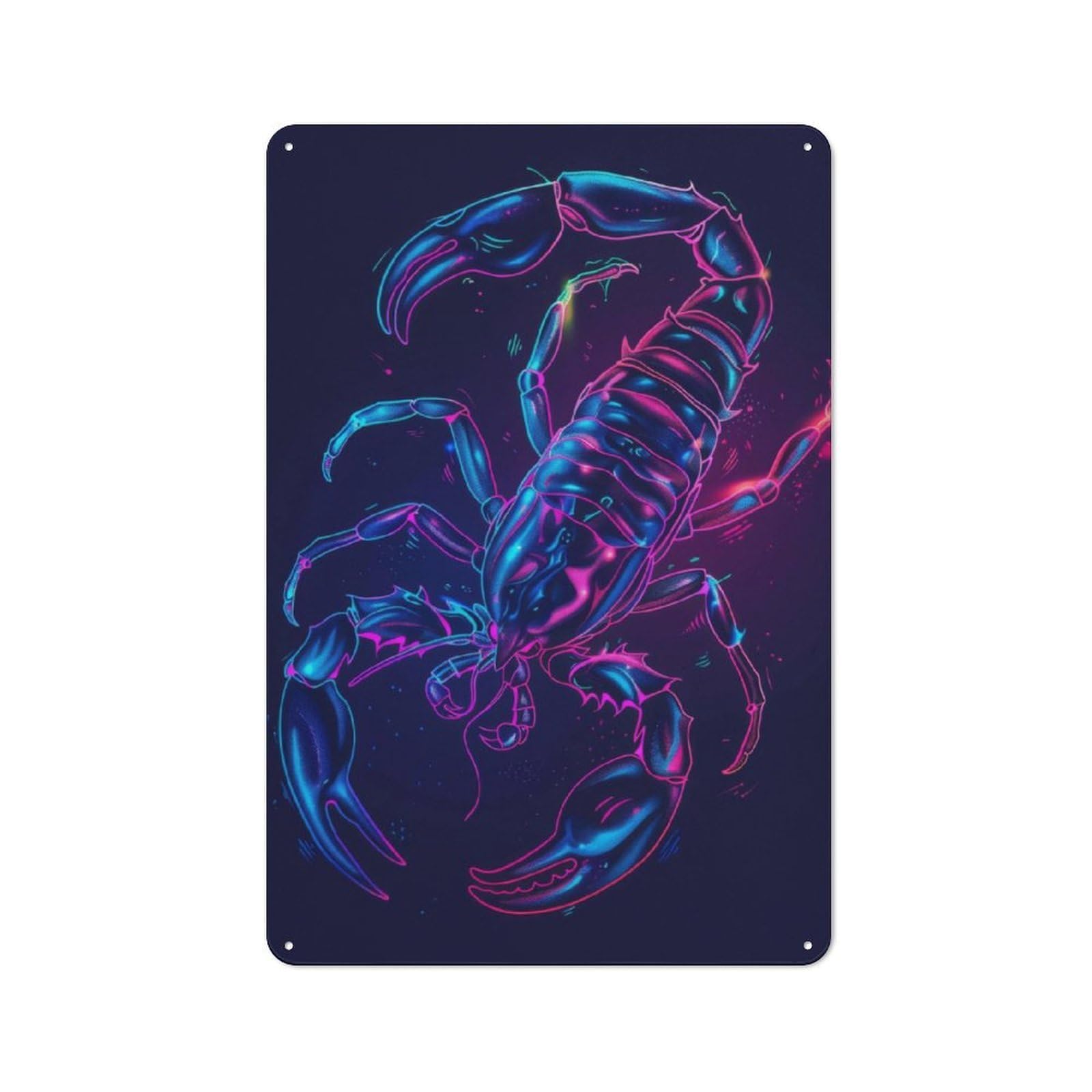 Junmoney Scorpion Neon Metal Sign 30X20cm With For Workshop Wall, Rustic Decor, For Garage, Workshop And Man Cave Decoration