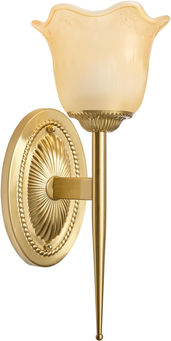 UMEXUS Vintage Battery Operated Wall Sconce, Glass Wireless Wall Light