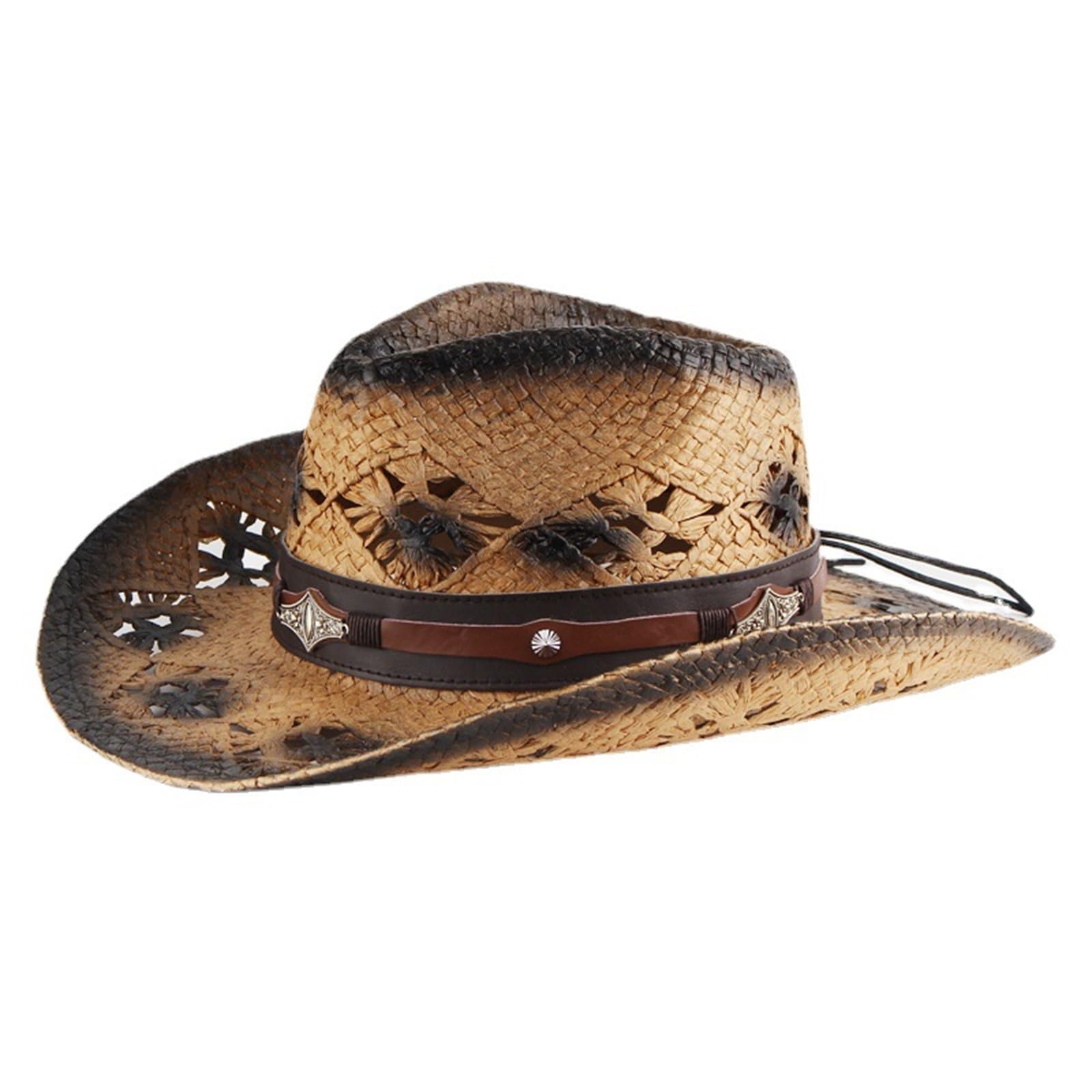 Cappello di Paglia da Uomo Cappello da Cowboy Occidentale da Uomo for Sport all'Aria Aperta, Cappello di Paglia for Il Tempo Libero, Cappello da Sole for Donna