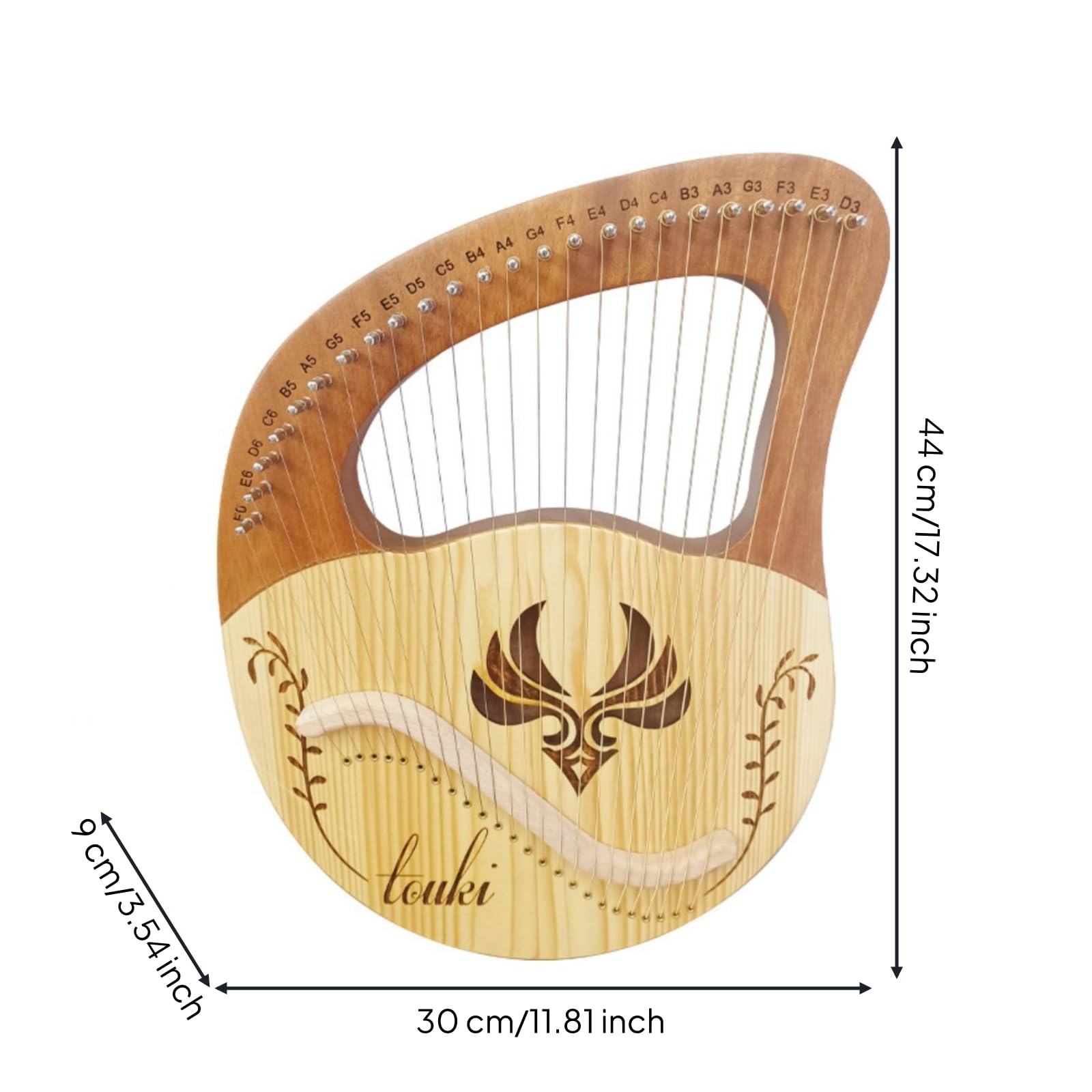 Qianly Arpa Arpa Lirica con 24 Corde in Legno Strumento Compatta Lira Portatile per Studenti, Musicisti, 24 Corde Elemento Vento