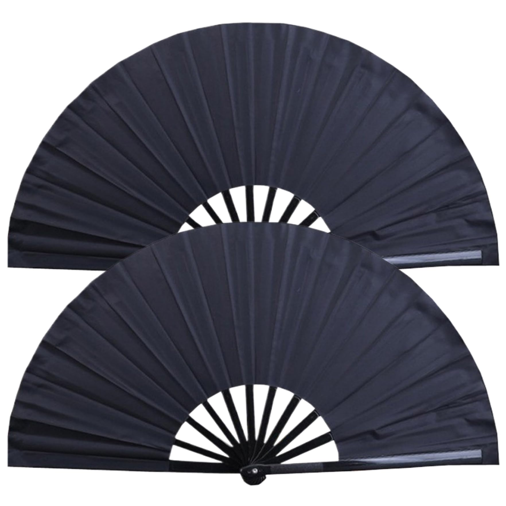 Abanico chino plegable de mano (pack de 2 unidades, 63.5 cm, color negro) para kung fu