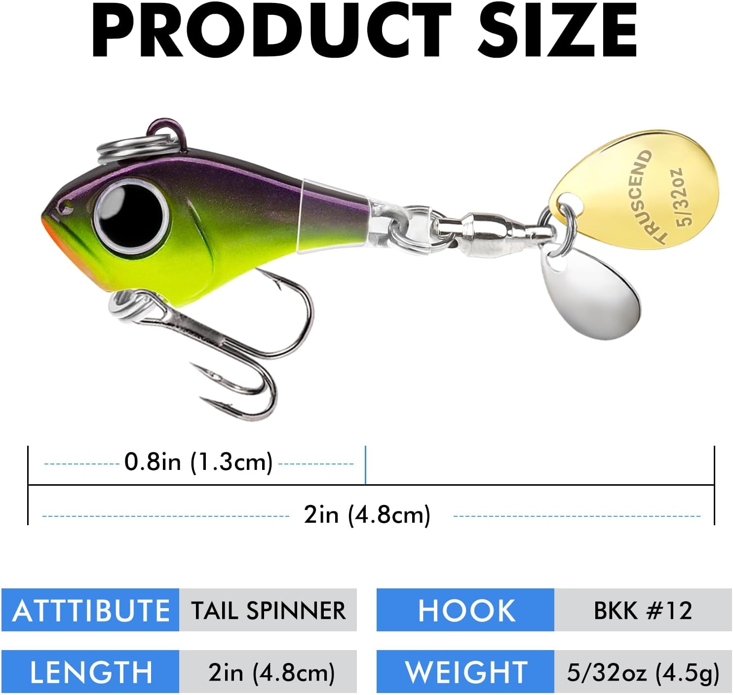 TRUSCEND Easy Catch Fishing Lures with BKK Branded Hook, Great Long Cast Vibrating Swimming Flashing and Jigging Actions, Ultimate Search Bait for All Fish Species, Amazing Fishing Jig Spinner Baits