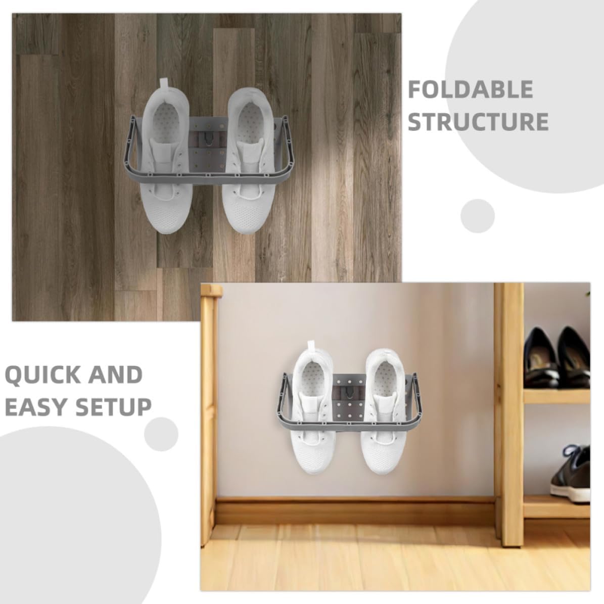 Shoe Mounted Rack Wall Foldable Organizer 2pcs Slipper for Entryway