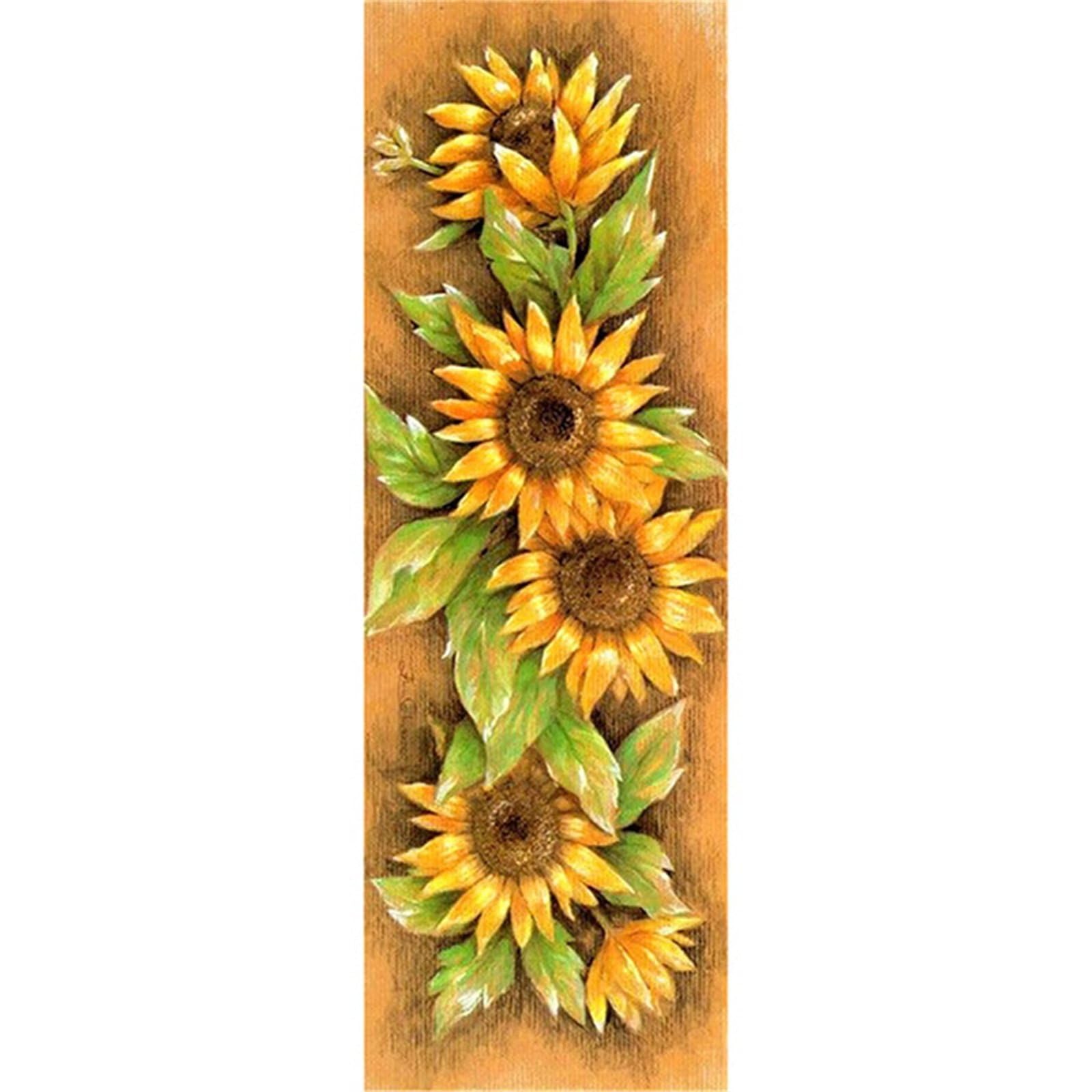 Whoonng 5D DIY girasol Diamond Painting Kit Completo,Round Full Drill Pintura Cuadro Diamante Art Rhinestones Bordado Punto de Cruz Manualidades para Decoración Hogar,Niños,Adultos 50x100cm WS-10751