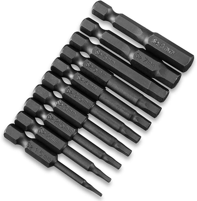 10PCS Hex Head Allen Wrench Drill Bit Set, VAKOGAL S2 Steel Hex Head