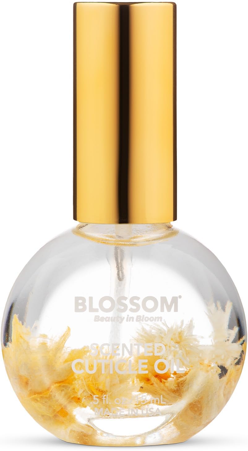 Blossom Cuticle Oil for Nails, Hydrating, Moisturizing, Gourmand Scented Nail Oil Cuticle Care, Infused with Real Flowers, Made in USA, 0.5 fl. oz, Almond Biscotti