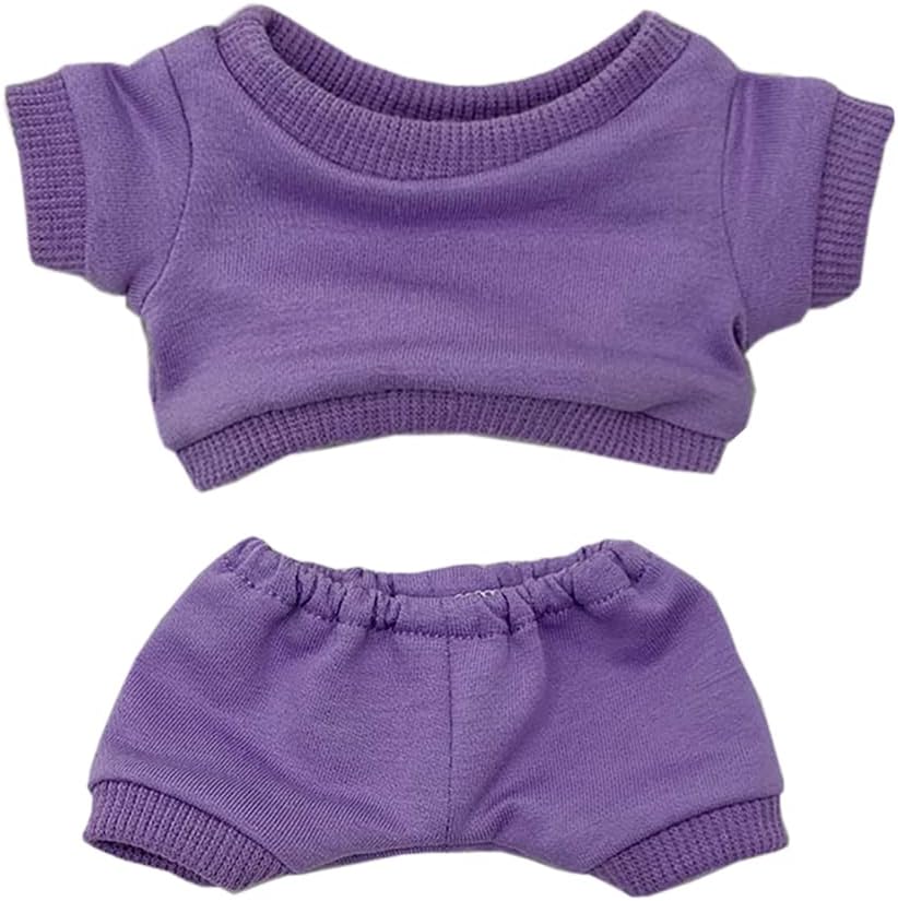 niannyyhouse 20cm Plush Doll Clothes Sportswear Suits Sweatshirts Pants Doll Dress up (Purple, 20cm)