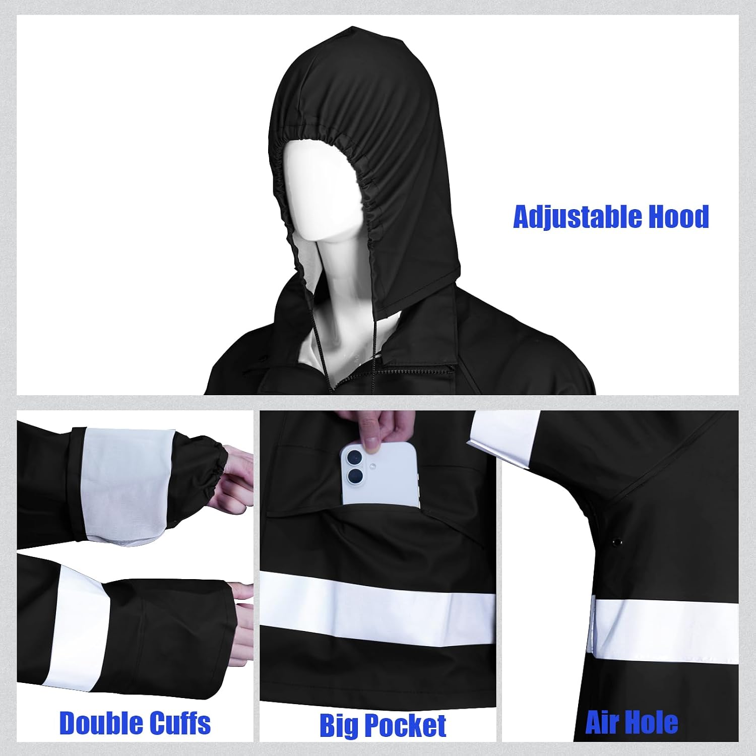 Heavy Duty Waterproof Rain Suit for Men Women Reflective Rain Jacket Bib Pants Fishing Rain Gear for Camping Golf