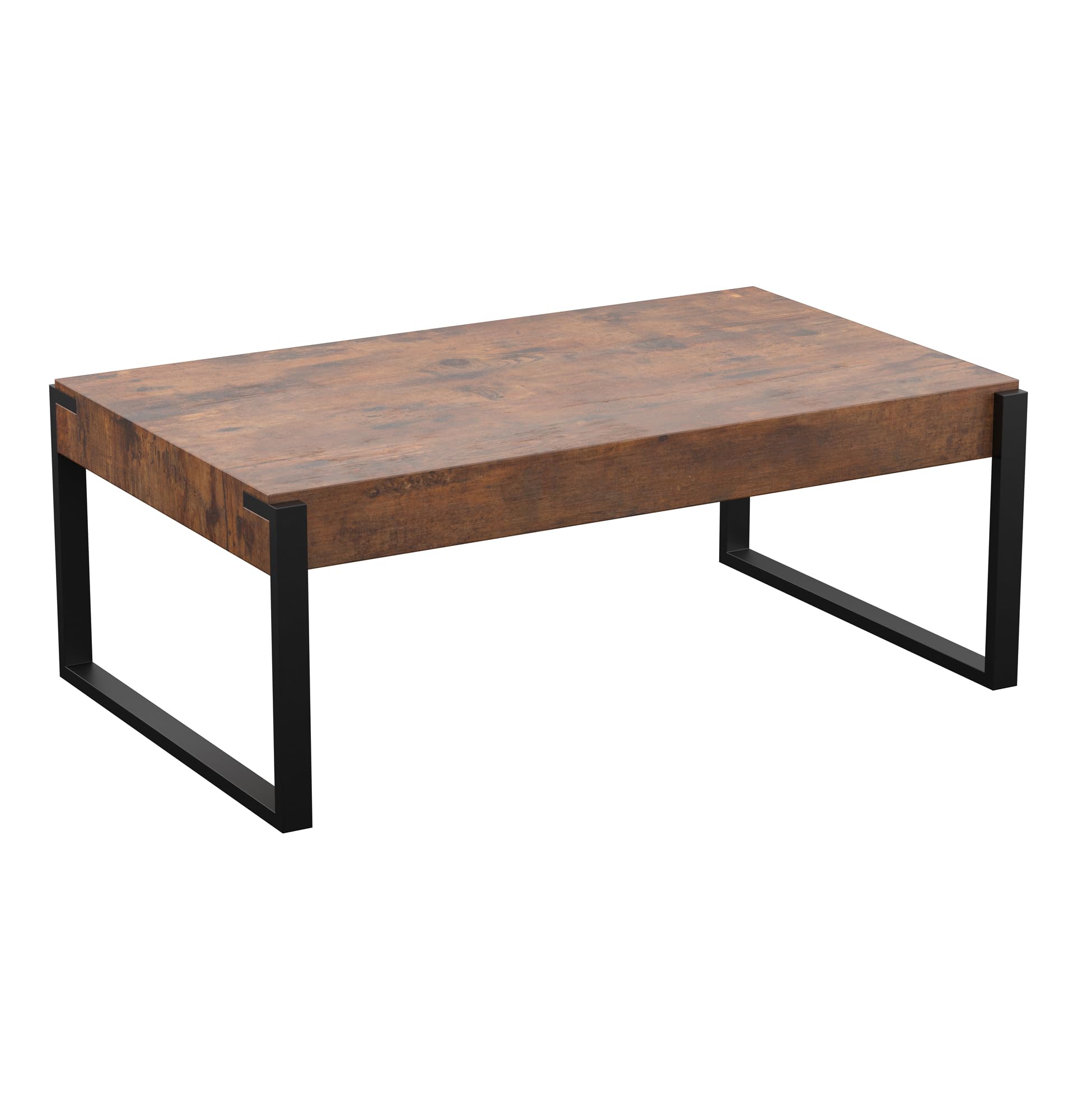 AVF Ridgewood Rustic Wood Coffee Table, 110cm, Dark Wood, Steel Frame