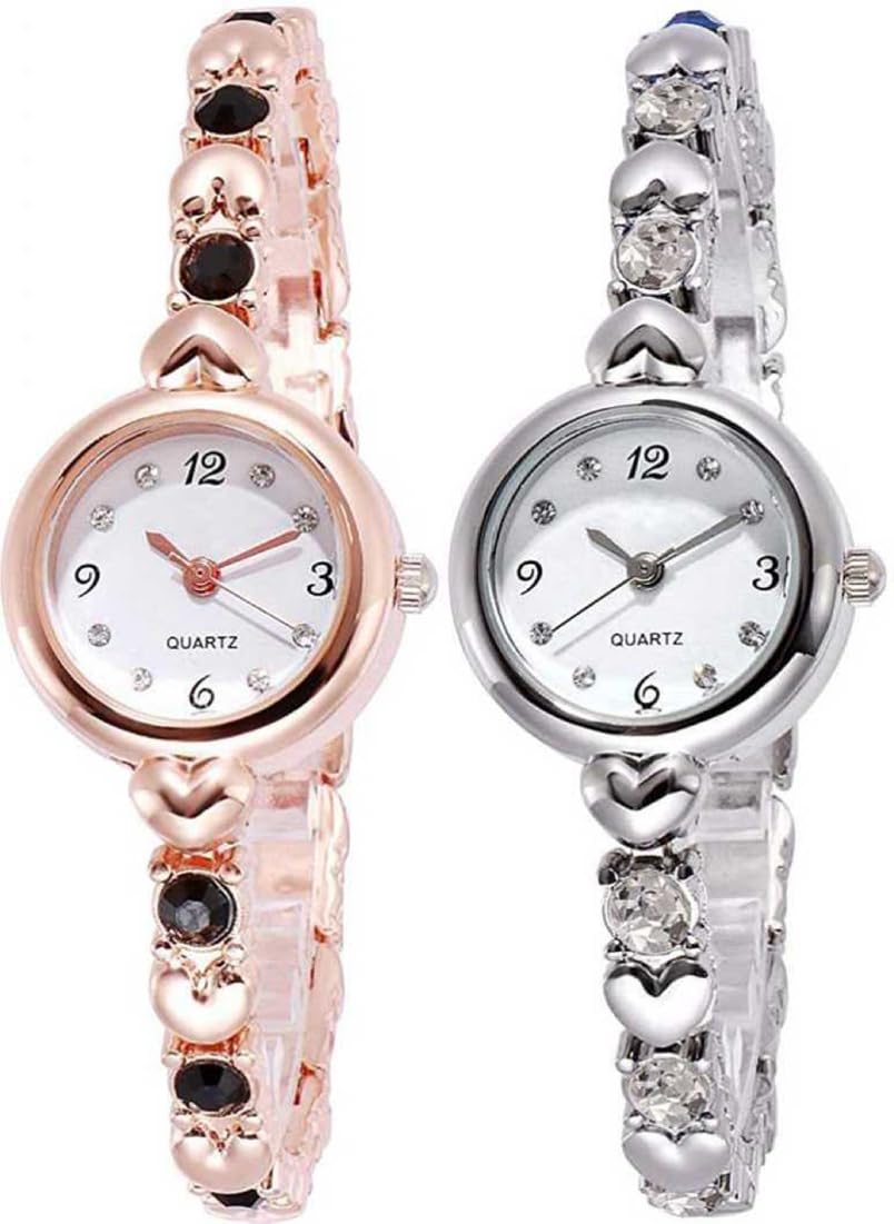 AcnosPremium Brand Analogue White Dial Rosegold Silver Bengle Watch Gift for Girls Women Watch for Girl Or Women Combo of 2