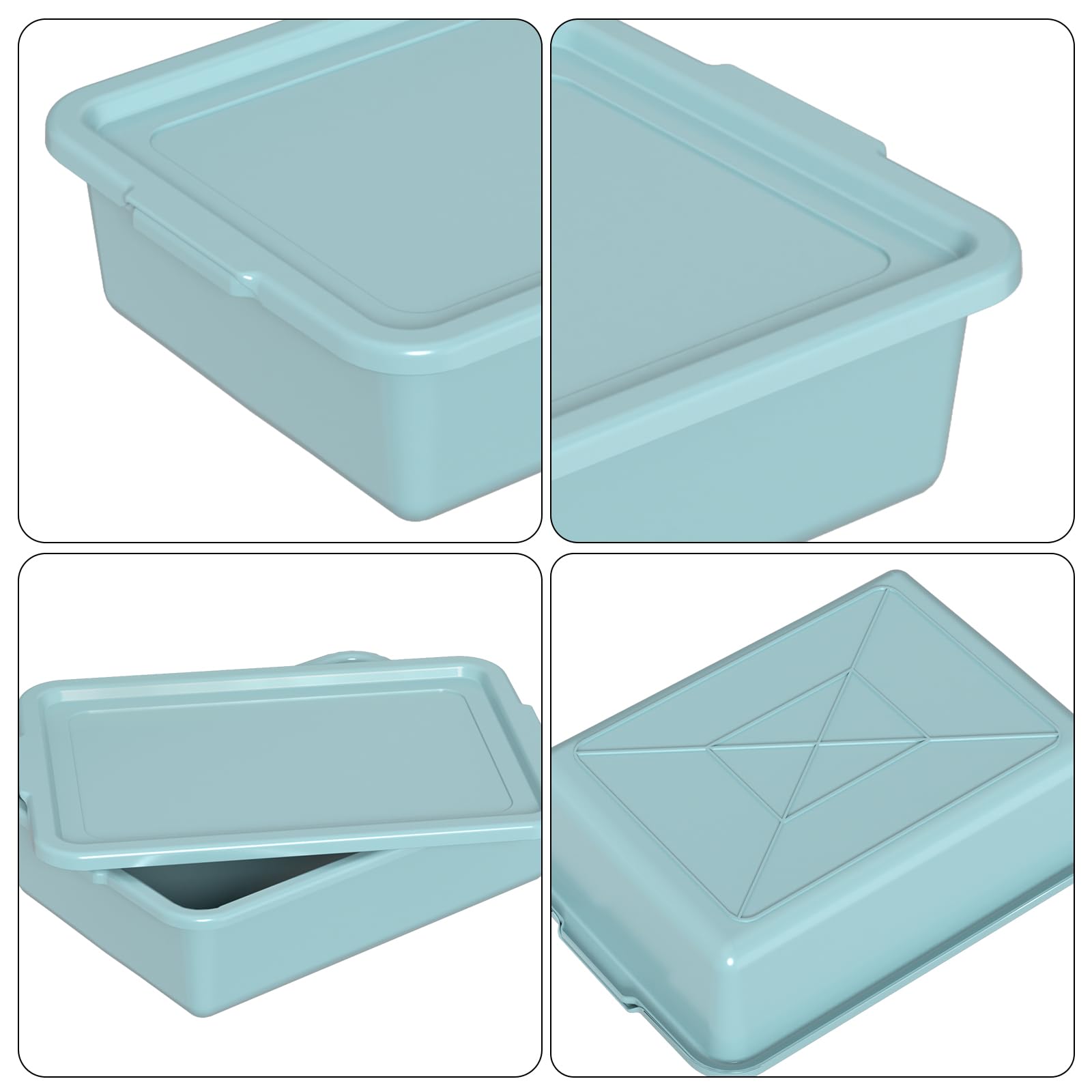 Vasca da 13 L con coperchio, confezione da 3 vasche da ristorante in plastica, verde menta