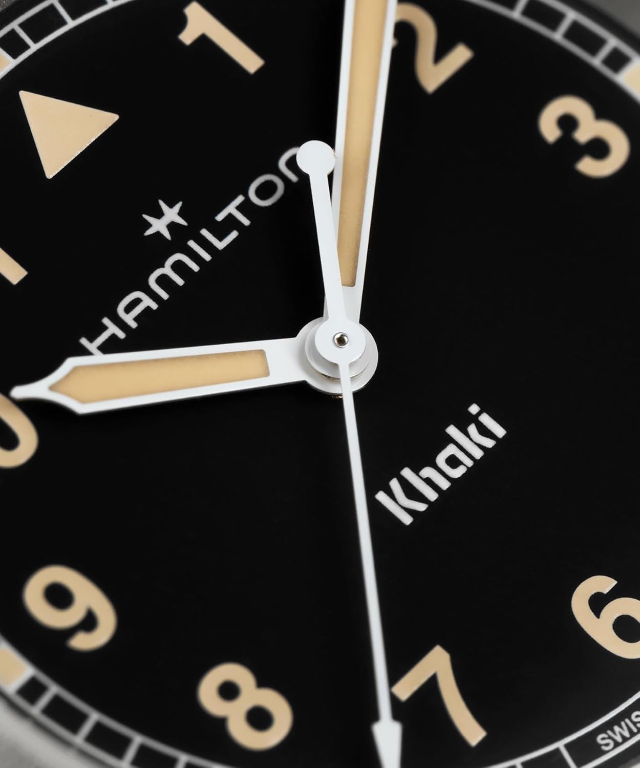 Hamilton Khaki Field Khaki Quartz Men's Watch, 33mm Stainless Steel Case, Swiss Made, Black Dial Analog Wrist Watch for Men, 50m Waterproof, Sapphire Crystal, Stainless Steel Strap