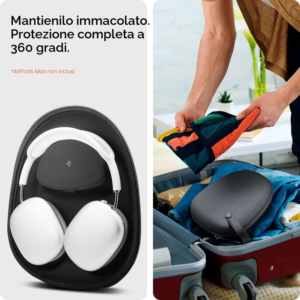 Spigen Klasden Custodia Disegnato per AirPods Max 2/1 (2026/2020), Custodia Rigida Carrying Case Pouch Bag - Grigio antracite