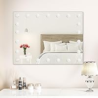 Vista 5 de Espejo de tocador de maquillaje con luces, 10 x grandes con 22 bombillas LED regulables, 3 modos de color, control táctil para dormitorio, mesa