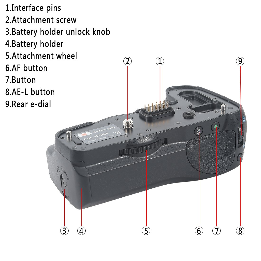 DSTE D-BG4 Impugnatura verticale per batteria + 2PCS D-LI90 batterie compatibili con Pentax K5 K7
