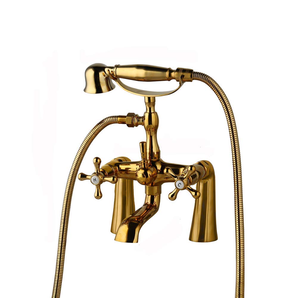 Robinet de baignoire en laiton style antique or et bronze avec main de douche