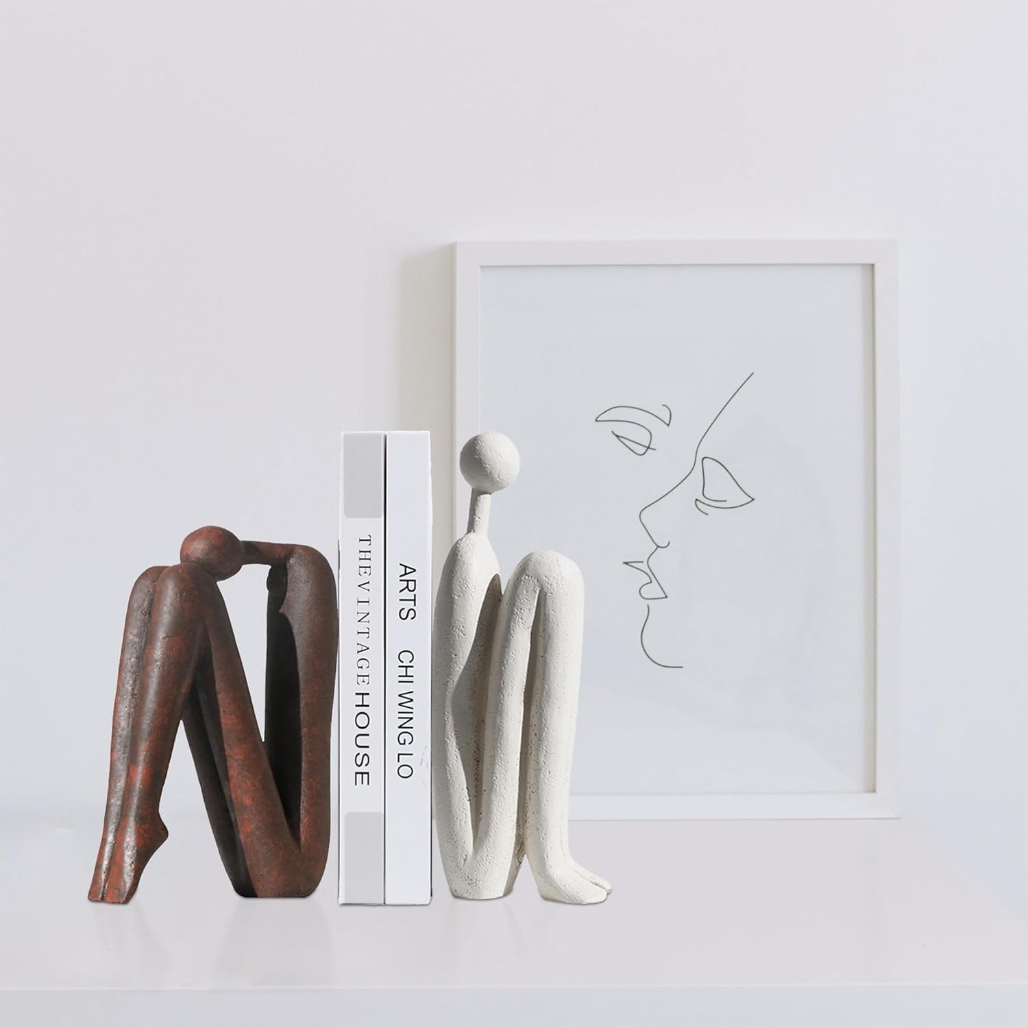 Dekorative Buchstützen für Schwere Bücher, Harzig Denker Skulptur Bücherstütze für Regale Deko, Bücherstützen, Moderne Bücherstützen Bücherregal Dekoration