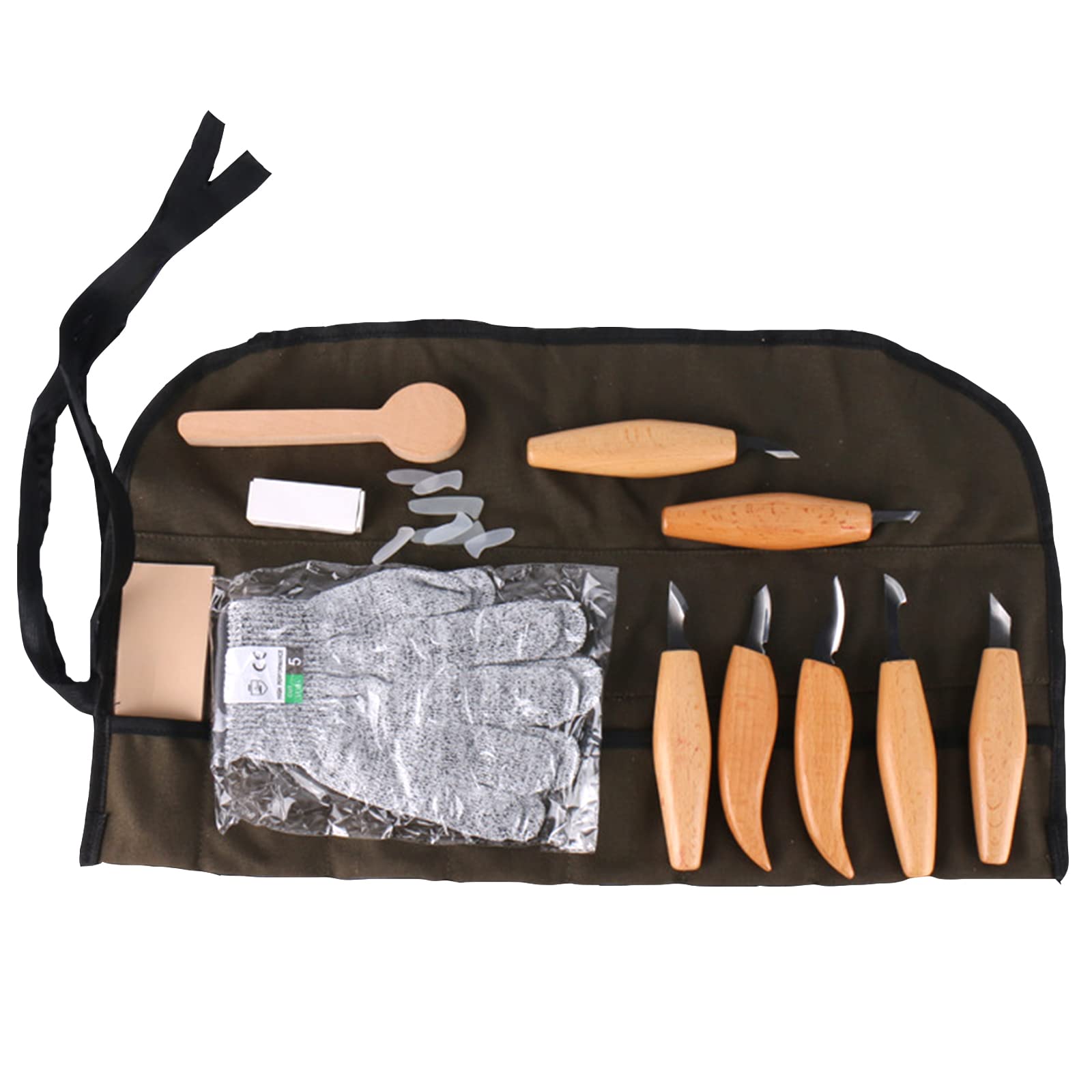 Juego de 12 piezas de lujo para tallar madera - Juego de cuchillos para tallar madera - Juego de herramientas para tallar cuchara - Juego de cuchillos para tallar - Kit para trabajar madera