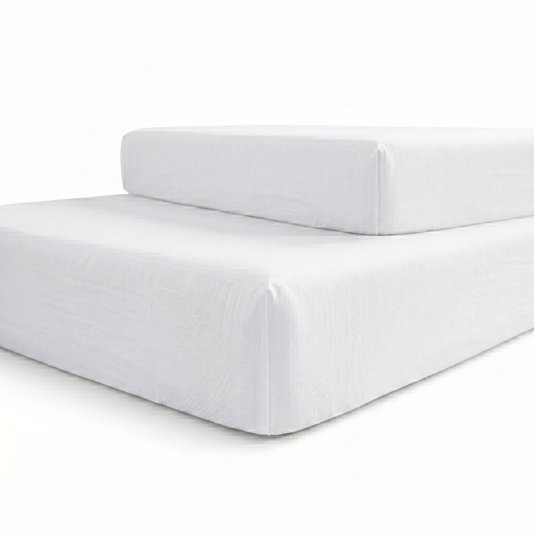 Lotto di 2 lenzuoli con angoli, 100% cotone, regolabili con elastico 80x130 bianco
