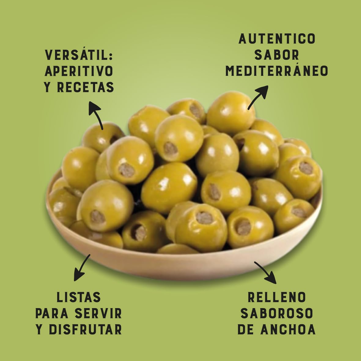 Capricho Andaluz - Aceitunas Manzanilla Rellenas de Anchoa Lata 4,1kg (2,5kg Escurrido) - Sabor Clásico de Aperitivo, Formato Profesional para Bares, Restaurantes y Caterings