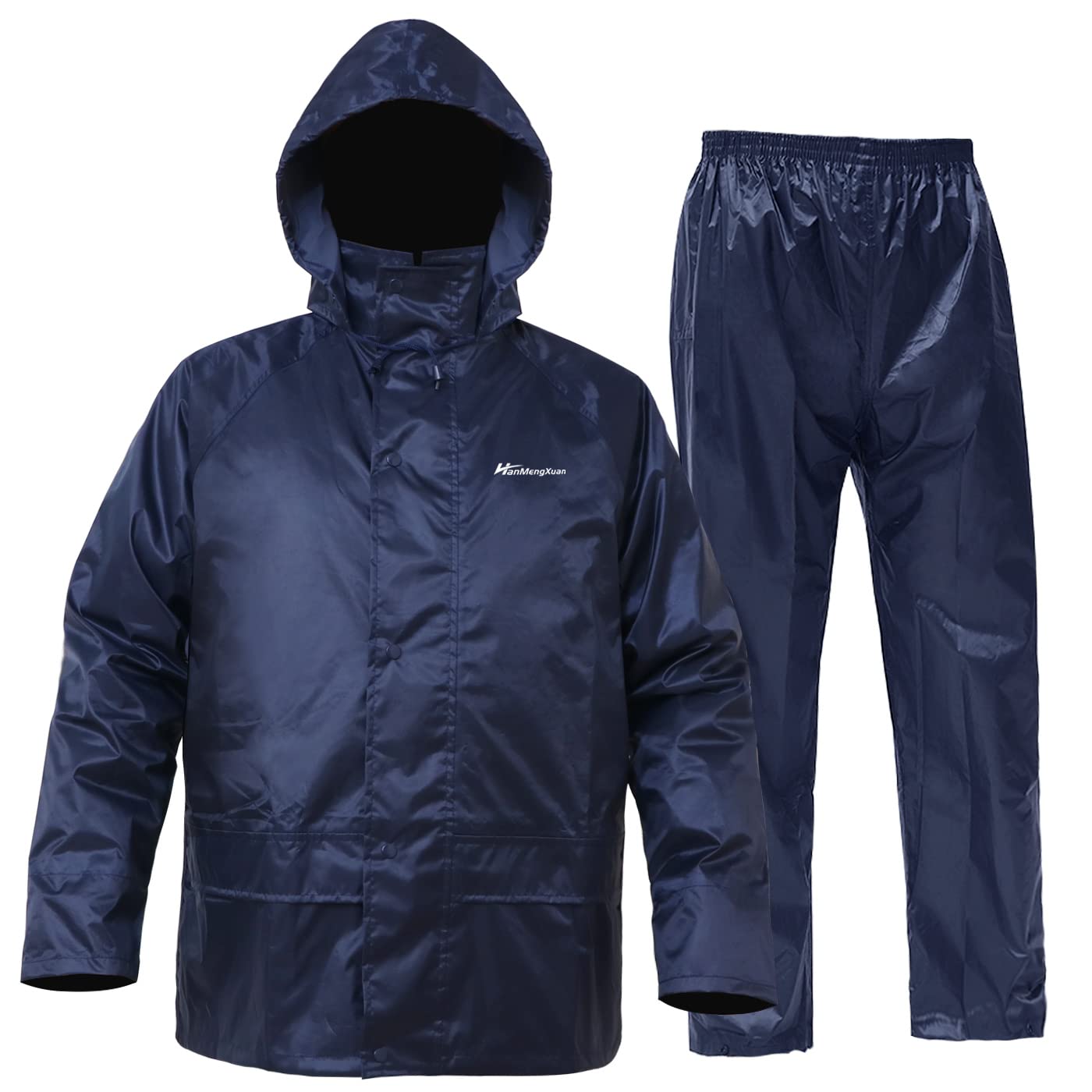 Rain Suits for Men Women Waterproof Work Lightweight Rainwear Rain Coat Rain Gear (Blue, X-Large)