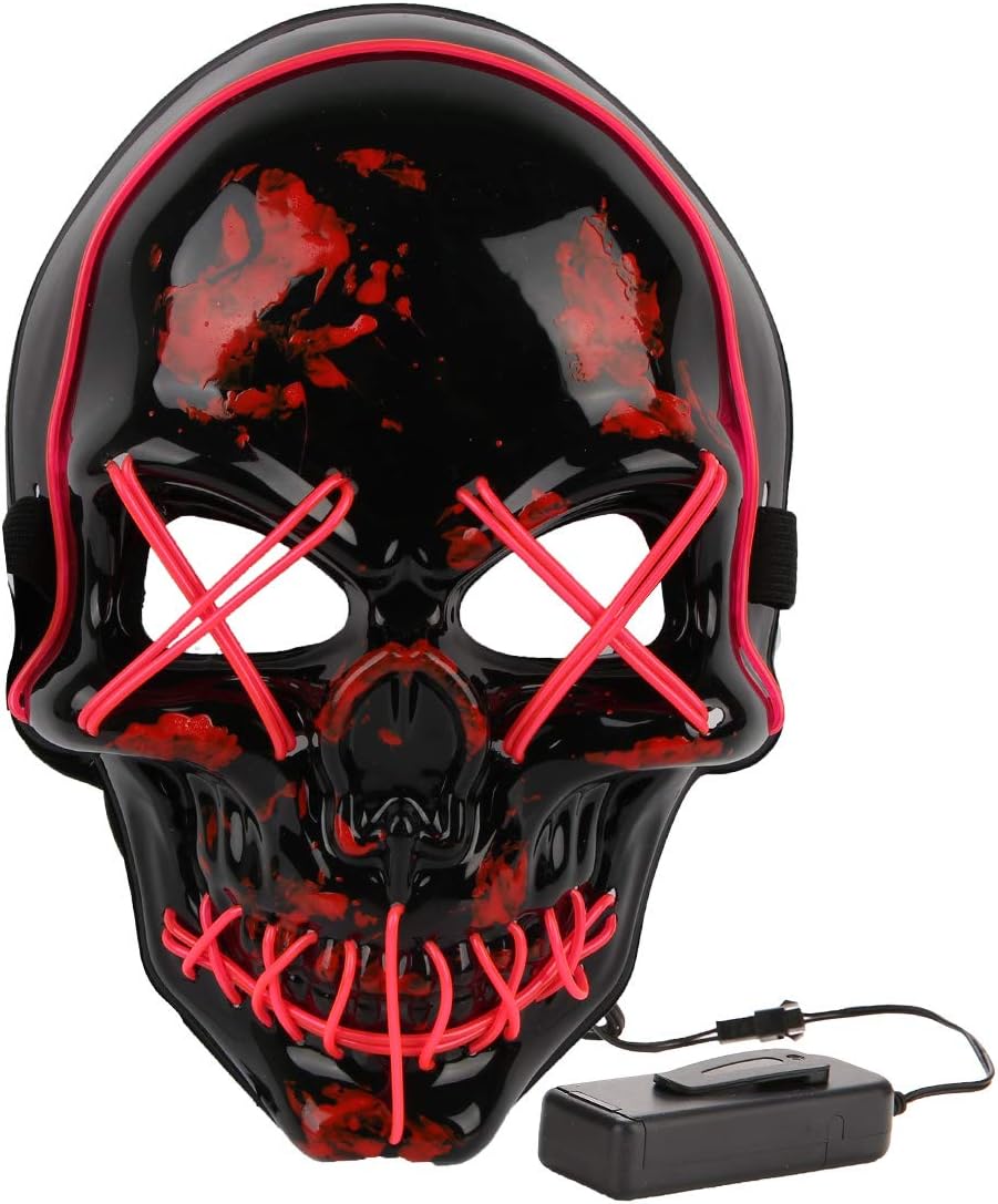 Halloween Costume Festival Parties Scary Mask LED Light Up Masks (Skull Pink)