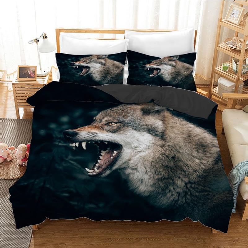 Housse de couette 140x200 microfibre 110g/㎡ ultra douce loup