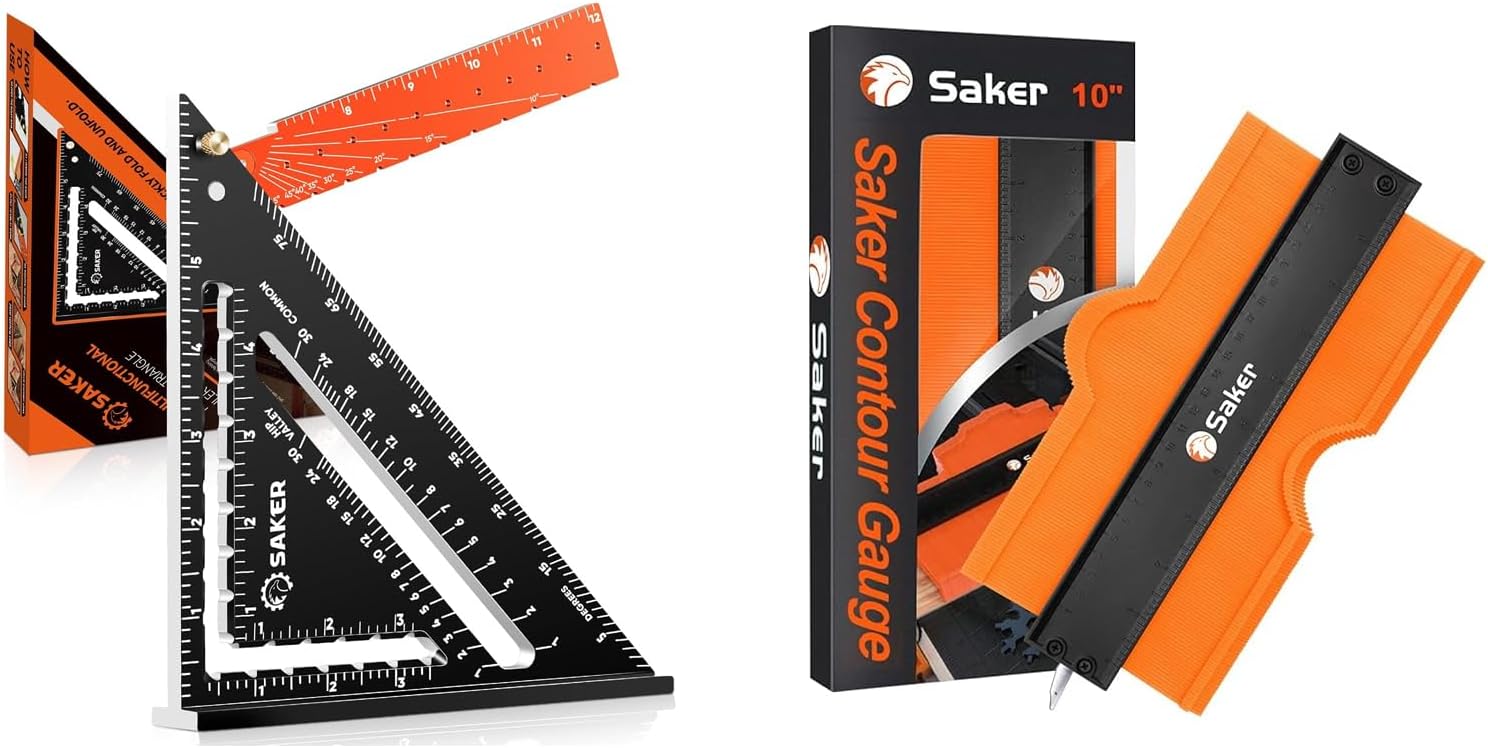Saker Contour Gauge (10 Inch) AND Saker Folding Square 12 inch