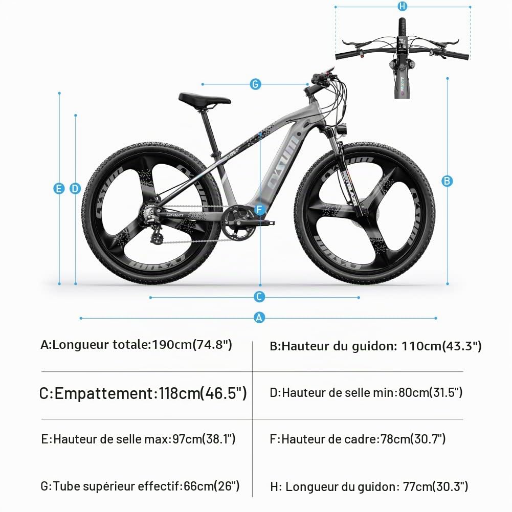 Speedy Vélo électrique adulte, 29'' VTT électrique homme femme, batterie lithium 48v 15Ah, moteur 250W 25km/h, autonomie 100-120km, frein à disque hydraulique,7 vitesses,E-Mountainbike (Pouces, 29)
