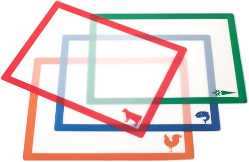 Farberware Alfombrillas de corte flexibles con iconos de comida, 11 x 15 pulgadas, juego de 4