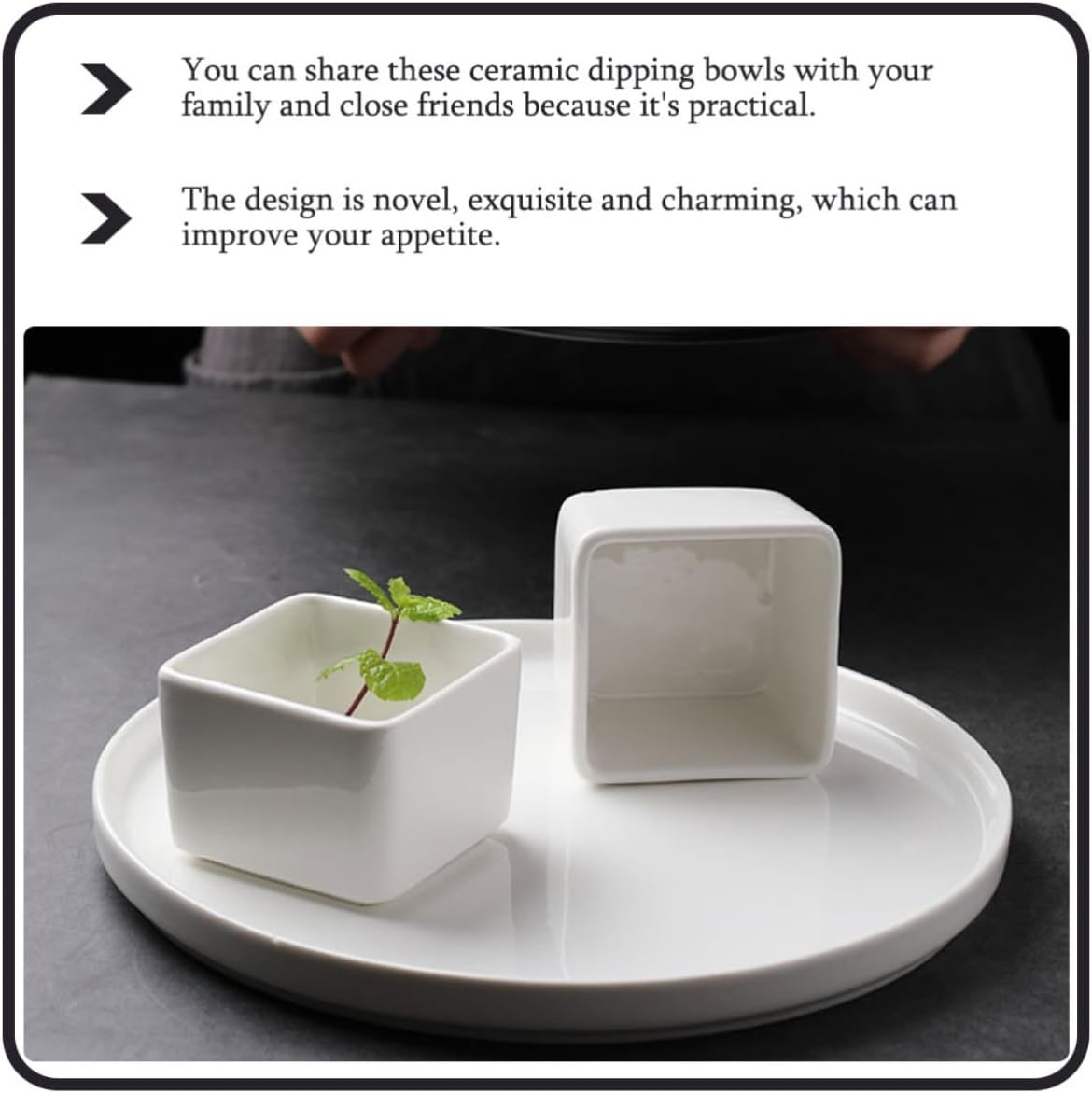 2pcs White Ceramic Small Dipping Bowls Xmas for Sauce and Seasoning