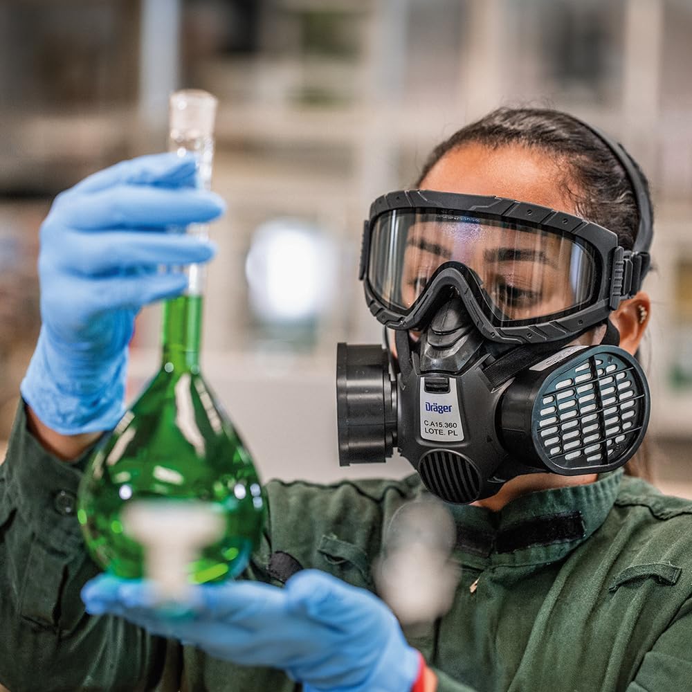 Dräger X-plore 3500 Half-Face Respirator Mask + 2x Multi-Gas Cartridge (OV/AG/HF/FM/CD/AM/MA/HS), NIOSH-Certified, Reusable Professional Respiratory Protection Kit