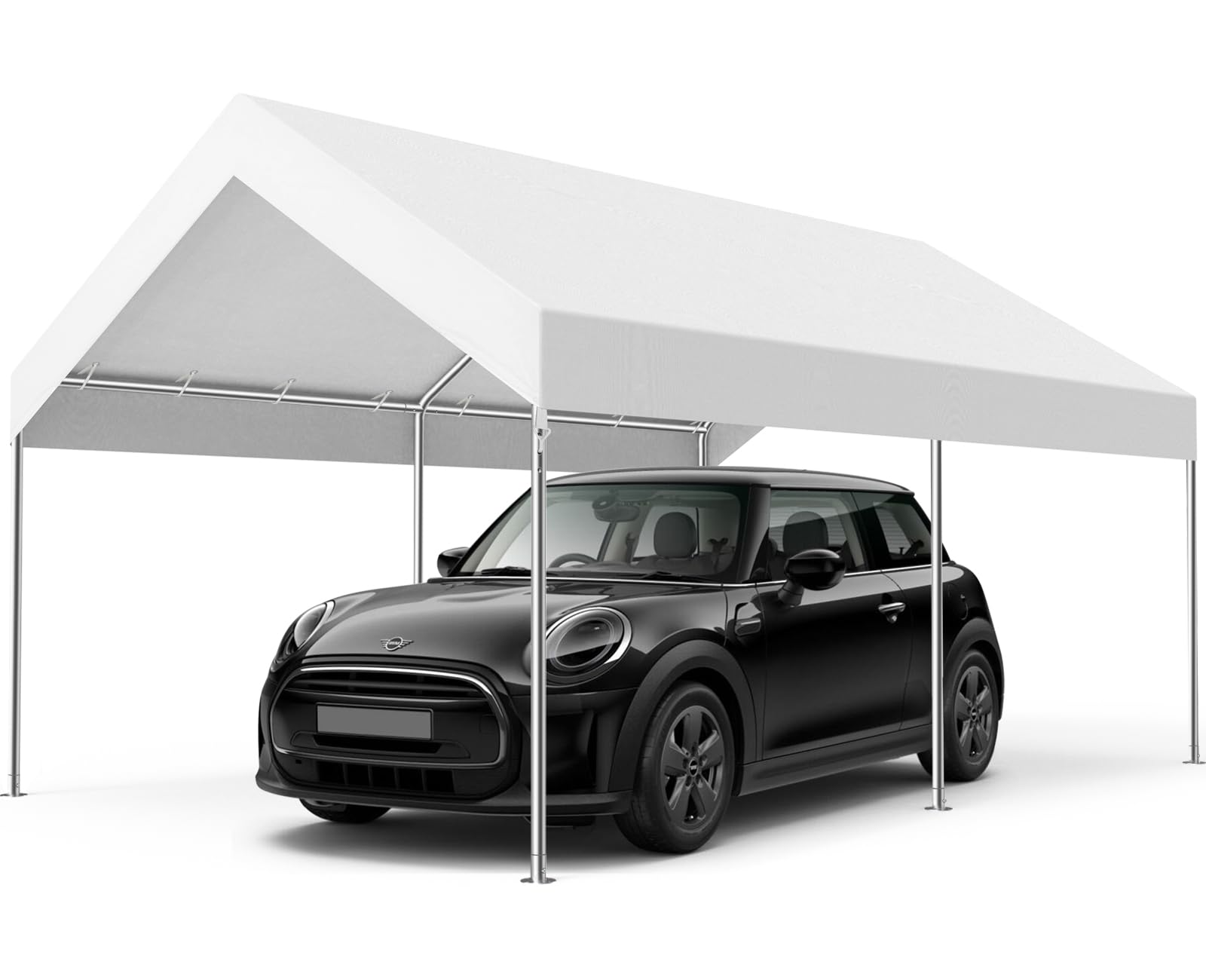 MasterCanopy 3 x 4,5 m verzinkter Stahl Garagenzelt Lagerzelt Gerätehaus Carport PE Dach, Weiß