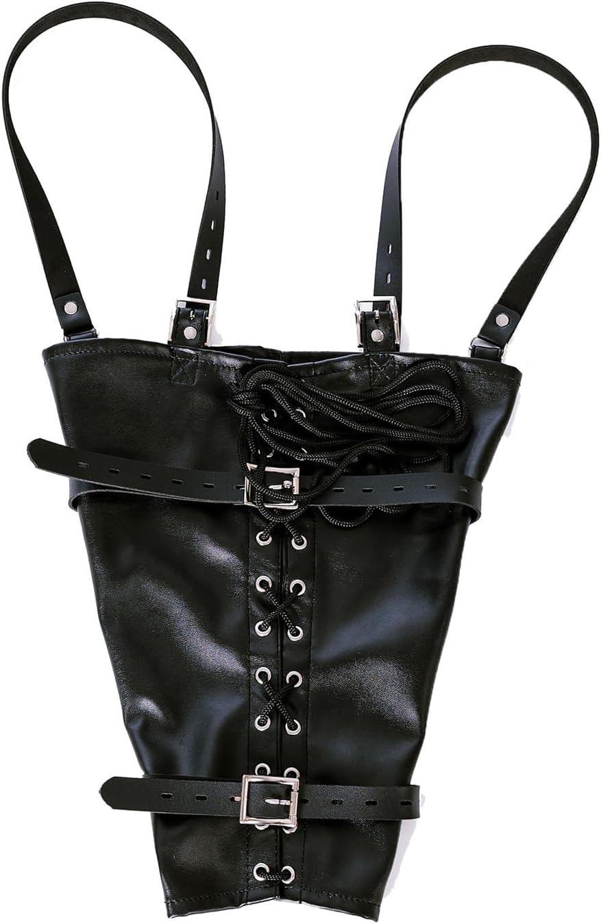 PU Leather Bondage Harness Straight Jacket Body Leather Strap Novelty Fancy Uniform Clubwear Lingerie Accessories,01,L