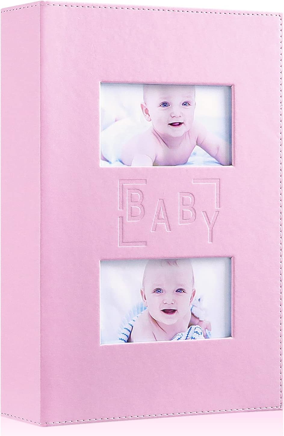 Ywlake Baby Photo Album 4x6 500 Pocket Pictures, Leather Cover Newborn Shower Girl Bebe Album Holds 500 Horizontal Vertical Photos Pink