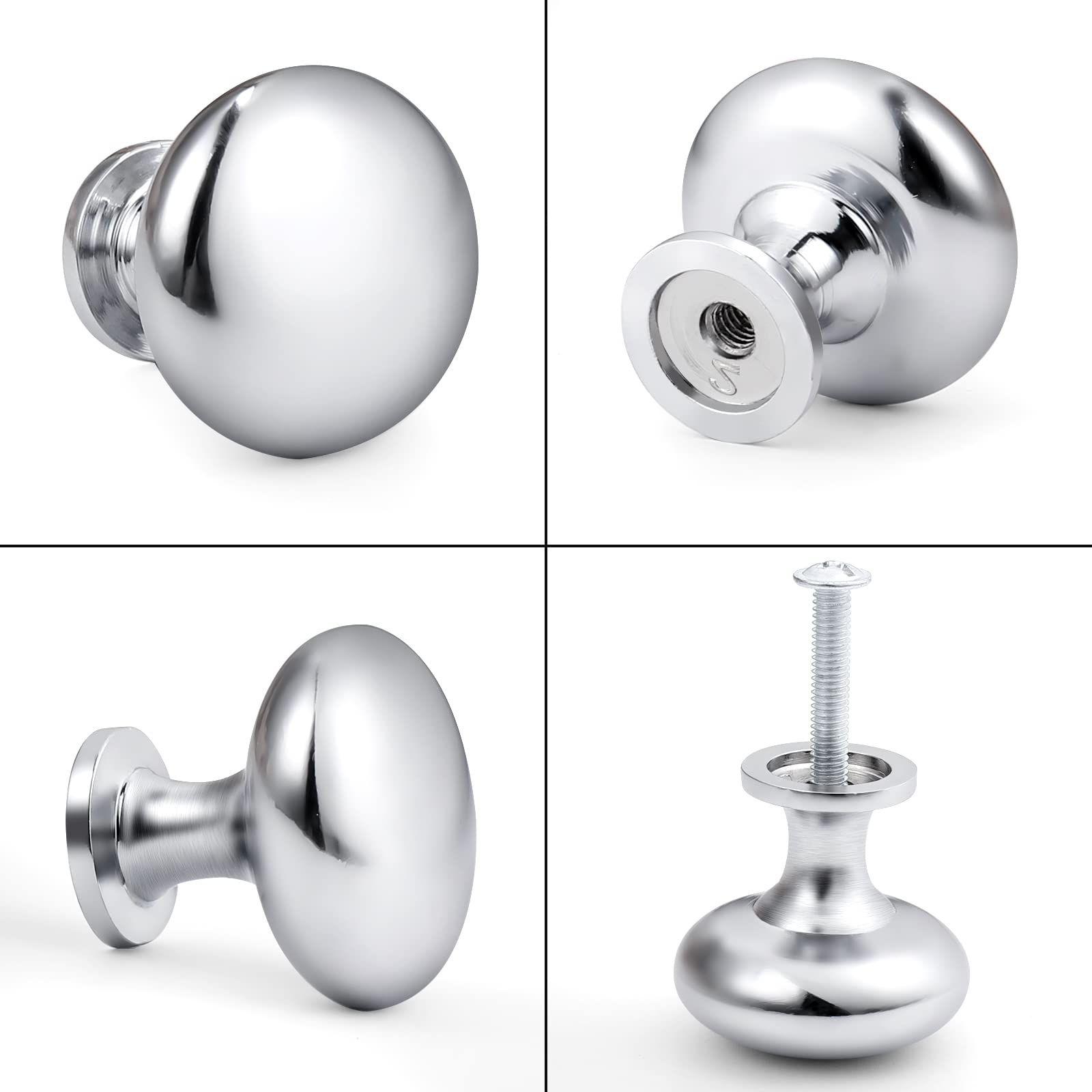 Asidrama 10pcs Polished Chrome Cabinet Knobs, Zinc Material, For Kitchen Cabinets, Drawers - View #3