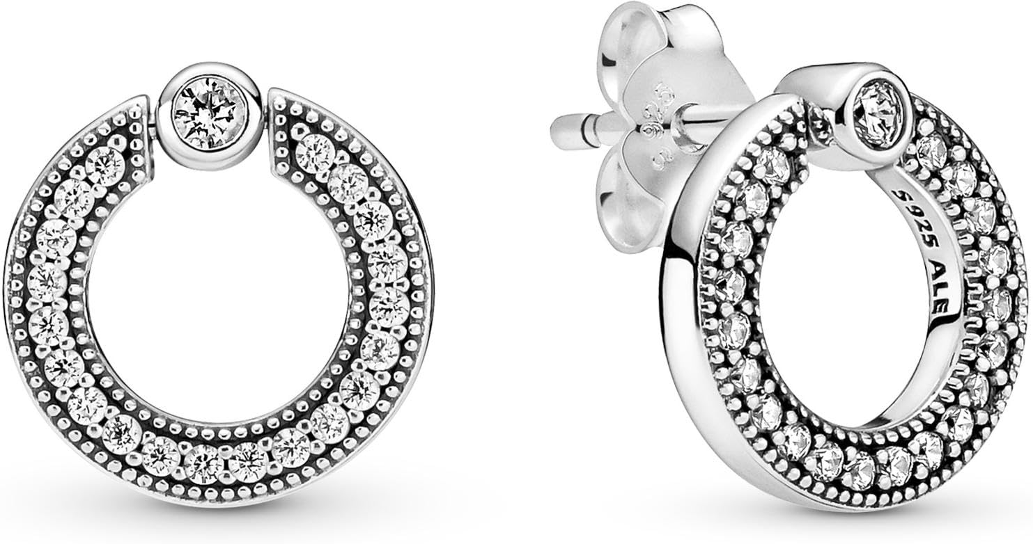 Pandora Pavé & Logo Kreis beidseitig tragbare Ohrstecker 299486C01 Earrings