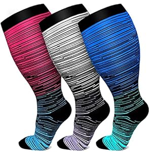 Plus Size Compression Socks for Women Men Wide Calf 15-20 mmHg Extra Large for Circulation Support Recovery