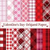 Haooryx Valentine’s Decorative Craft Paper - 60Sheet Valentine’s Day Origami Paper Set Double-Sided Patterned Paper Red&Pink Buffalo Plaid Giftwrap Scrapbooking Gift Wraping Decor Classroom Activities