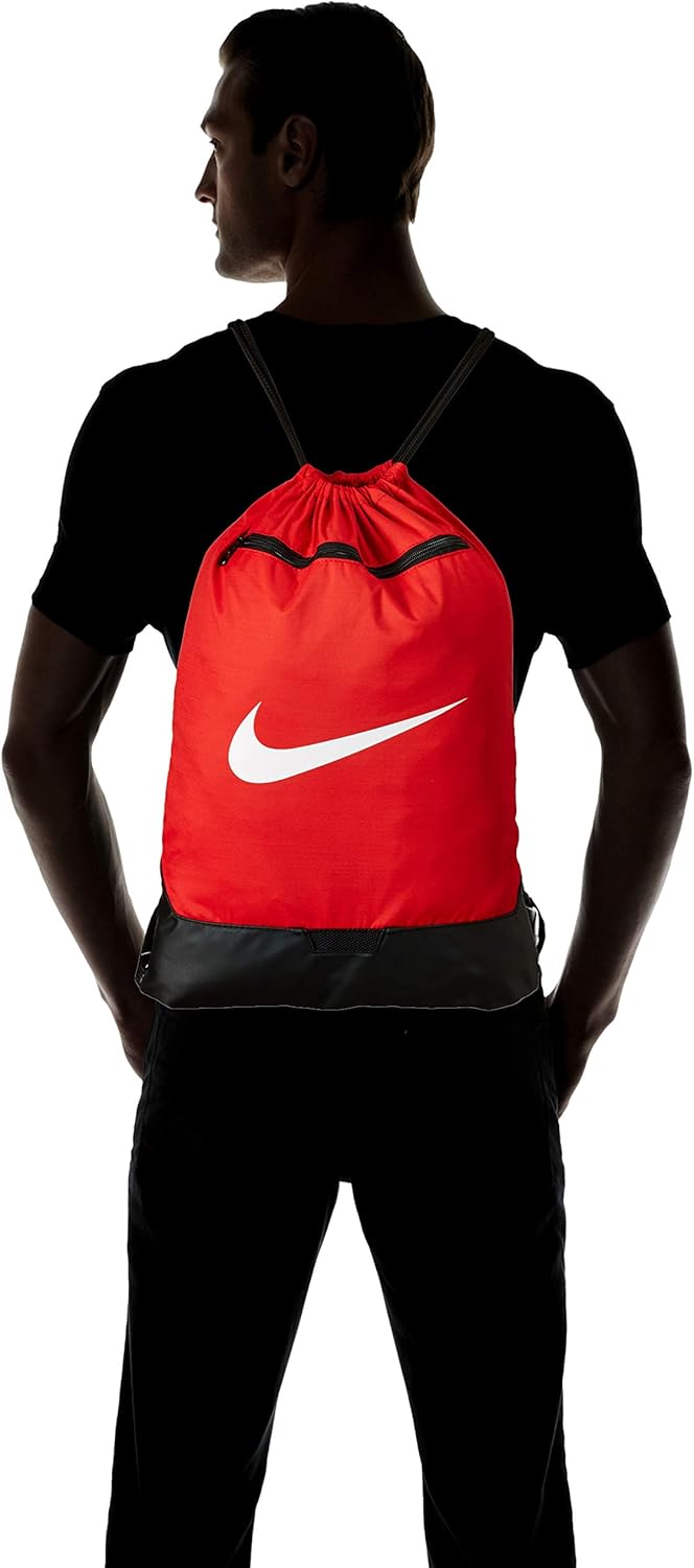 Nike Brasilia Training Gymsack, Drawstring Backpack with Zipper Pocket and Reinforced Bottom, Midnight Navy/Black/White : Clothing, Shoes & Jewelry
