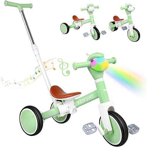 Miniatura 9 de Triciclo para niños pequeños, bicicleta de equilibrio para niños y niñas de 2 a 4 años (rosa)