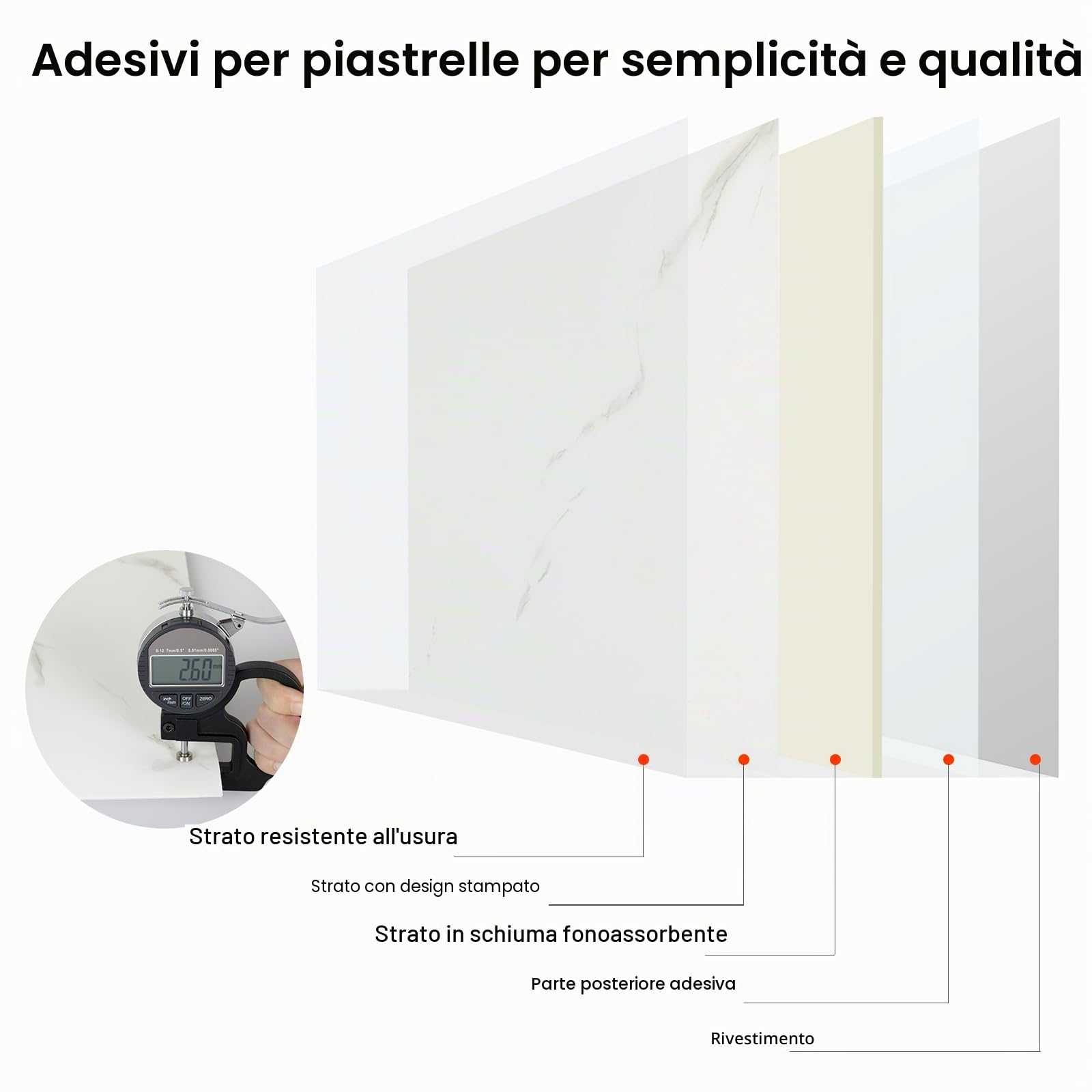 Hode 60x30cm Piastrelle Adesive Bagno Cucina Muro Bianco 10 Pezzi, Effetto Marmo Mattoni Stile Paraschizzi Adesive per Parete PVC Impermeabile Autoadesivo (MarmoBianco)